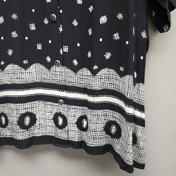 Vintage Caliche Collection Shirt Womens 18W Black White Rayon Button Up 90s USA - Picture 3 of 10